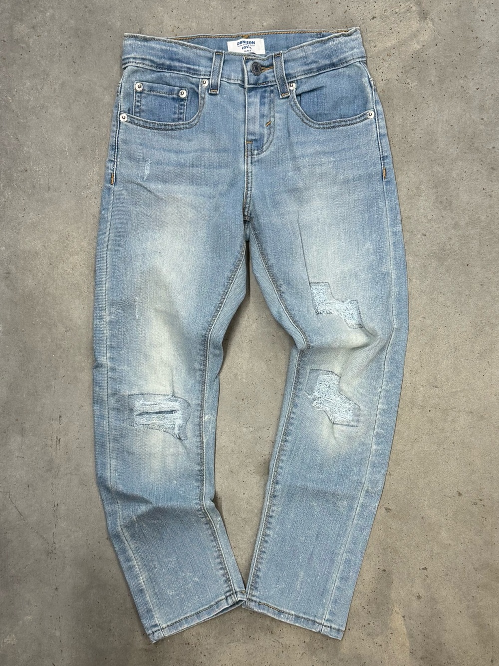 DENIZEN From Levi’s Boys Size 8 Regular Distressed Taper Jeans Adjustable Waist